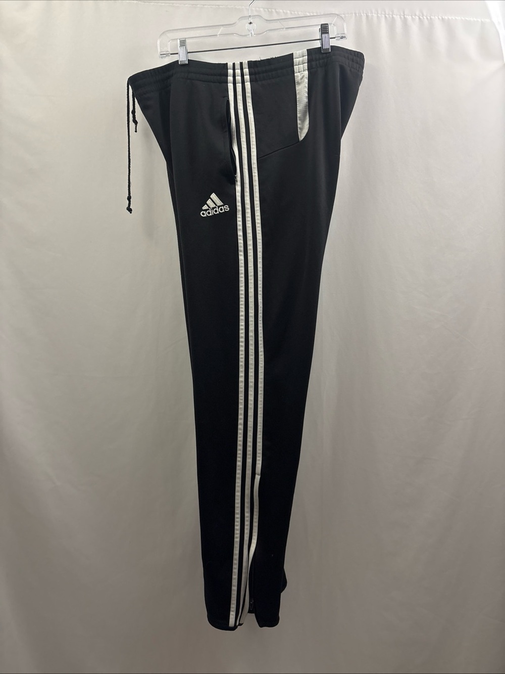 Adidas Pants Mens XL Black 3 Stripes Climacool Track Zip Ankle Joggers Athletic - Picture 2 of 11